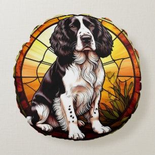 Coussins Ronds Magnifique œuvre d'art en verre coloré représentan