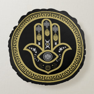 Coussins Ronds Main de Hamsa Protection contre le Mauvais Œil