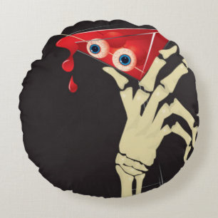 Coussins Ronds Main de squelette effrayante Gâteau aux yeux effra