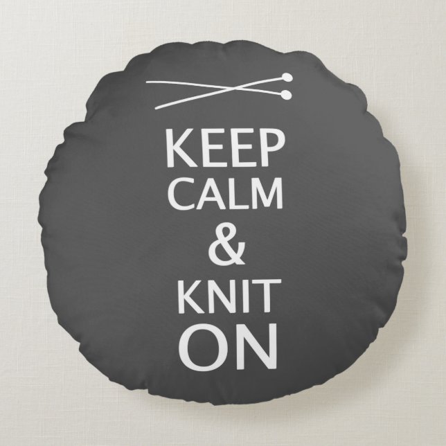 Coussins Ronds Maintenir Le Knit Calme Sur Les Artisanats {Dark} (Devant)