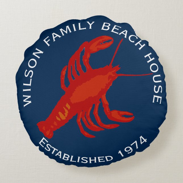 Coussins Ronds Maison de plage de la famille du homard rond de la (Dos)