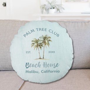Coussins Ronds Maisons de plage modernes avec palmiers en bois bl