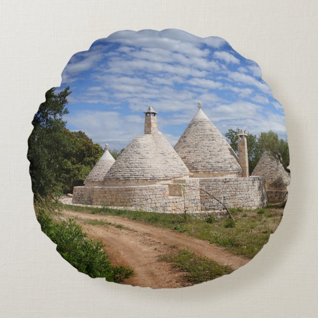 Coussins Ronds Maisons de Trulli en Puglia/Pouilles (Devant)