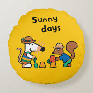 Coussins Ronds Maisy et Cyrille construisent un château de sable