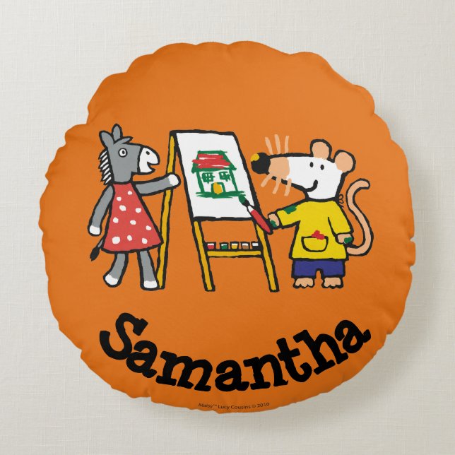 Coussins Ronds Maisy et peinture pointillée à l'école maternelle (Devant)