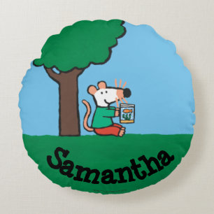 Coussins Ronds Maisy lit son livre de bibliothèque dehors