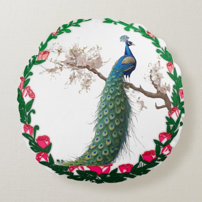 Coussins Ronds "Majestic Peacock Paradise" (Devant)