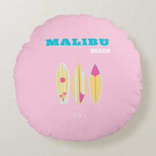 Coussins Ronds Malibu, Plage de Malibu, Preppy, Preppy Girl, Rose