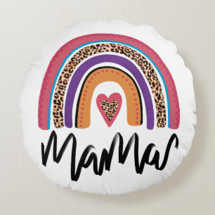 Coussins Ronds Mama Leopard Rainbow