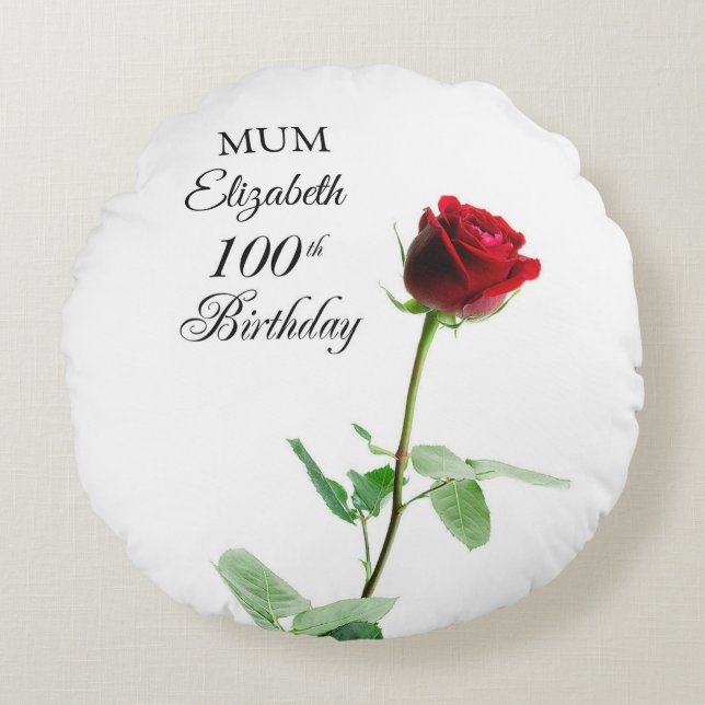 Coussins Ronds Maman 100e anniversaire Fleur de rose rouge person (Devant)