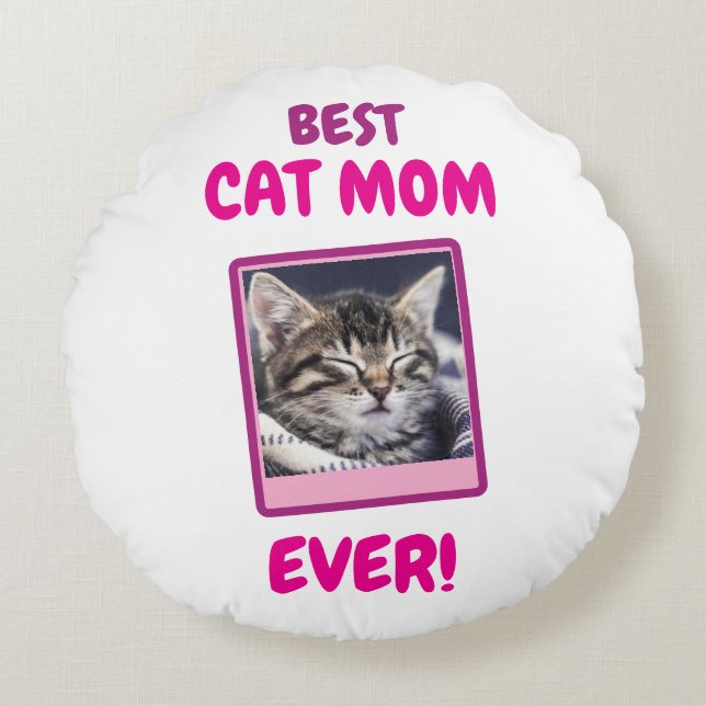 COUSSINS RONDS MAMAN CHAT PERSONNALISÉE FÊTE DES MÈRES JOURNÉE AN (Devant)