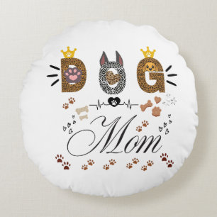 Coussins Ronds Maman de chien impression léopard patte design/Imp