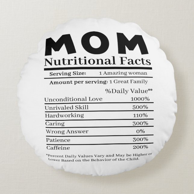 Coussins Ronds Maman Faits nutritionnels (Devant)