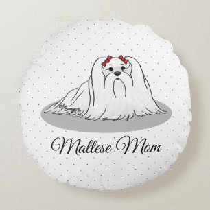 Coussins Ronds Maman maltaise - Mignonne Chien race Maman Chien M