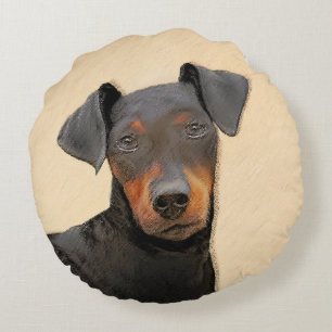 Coussins Ronds Manchester Terrier Peinture Art animal original