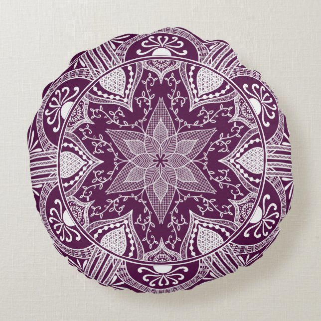 Coussins Ronds Mandala Blackberry (Dos)