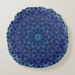 Coussins Ronds Mandala bleu paisible
