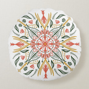 Coussins Ronds Mandala Bohème Coloré Botanique Verdure