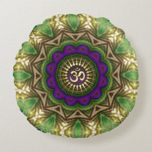 Coussins Ronds Mandala bohémien Paon OM Shanti Design #14