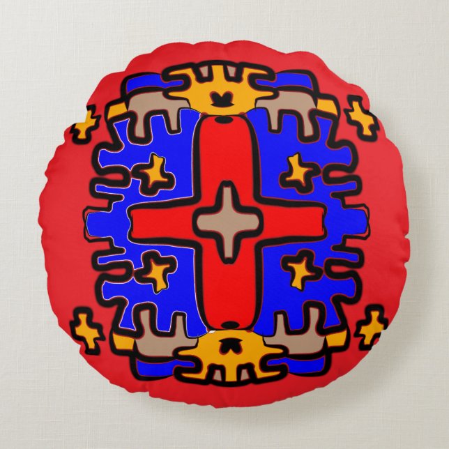Coussins Ronds Mandala Cœur Vibrant (Devant)