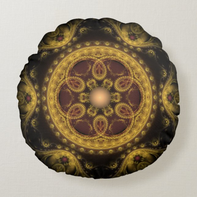 Coussins Ronds Mandala de décoration fractale magique (Devant)