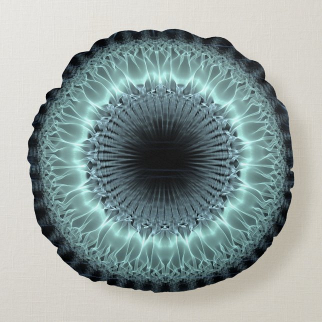 Coussins Ronds Mandala de fractale (Devant)