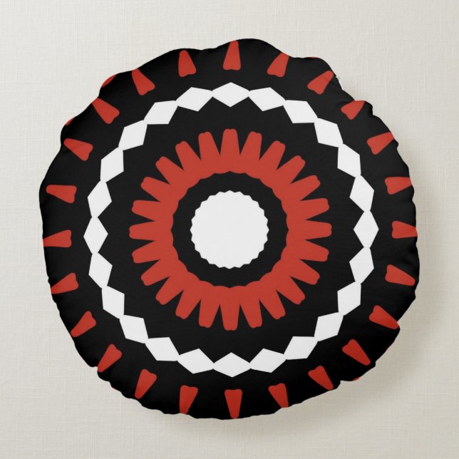 Coussins Ronds Mandala de la tribu rouge (Dos)