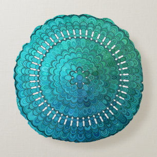 Coussins Ronds Mandala de turquoise