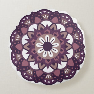 Coussins Ronds Mandala décoratif Fleur Magenta