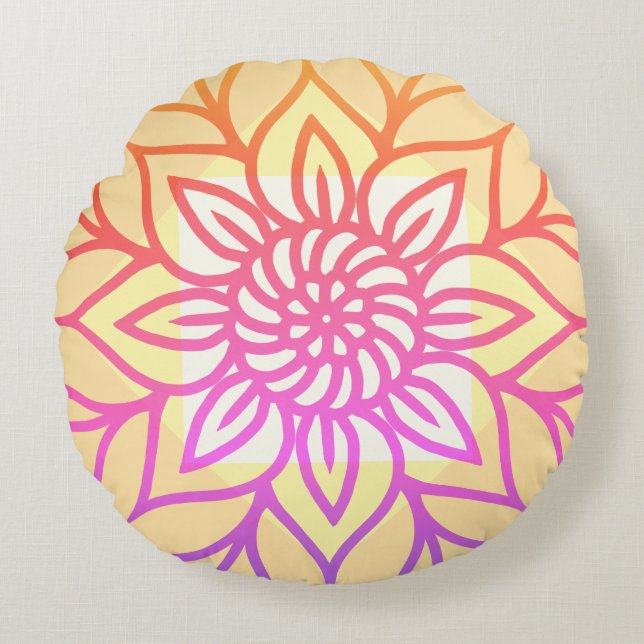Coussins Ronds Mandala Design Couleur claire (Devant)