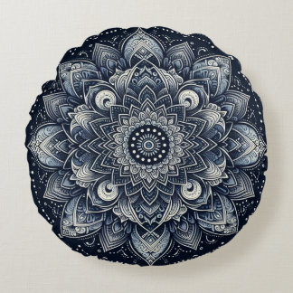 Coussins Ronds Mandala Indigo