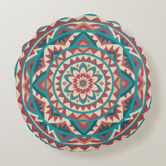 Coussins Ronds Mandala Moderne du Sud-Ouest (Dos)