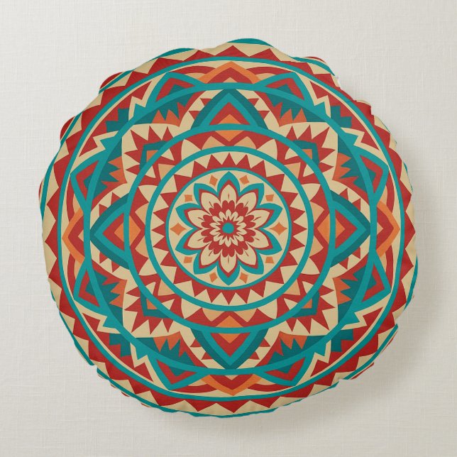 Coussins Ronds Mandala Moderne du Sud-Ouest (Dos)