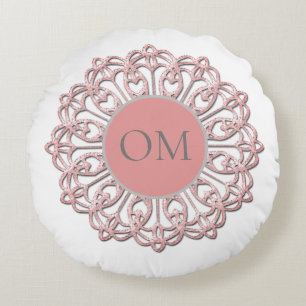 Coussins Ronds Mandala OM rose pastel