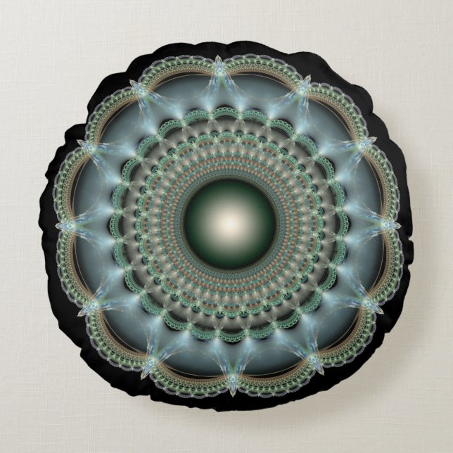 Coussins Ronds Mandala vernis fractal (Devant)