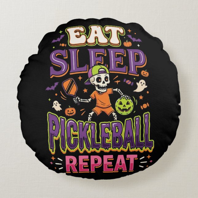 Coussins Ronds Manger Dormir Pickleball Répéter Pickleball (Devant)