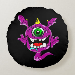 Coussins Ronds Mangeur de gens violet mignon monstre