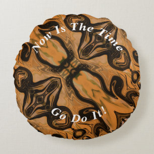 Coussins Ronds Marbre Abstrait unique Brown