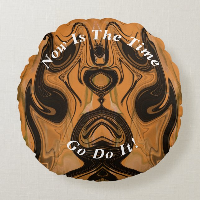 Coussins Ronds Marbre Abstrait unique Brown (Devant)