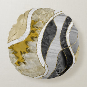 Coussins Ronds Marbre Agate Or Glam 7