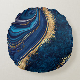 Coussins Ronds marbre bleu arrière - plan abstrait agate granite
