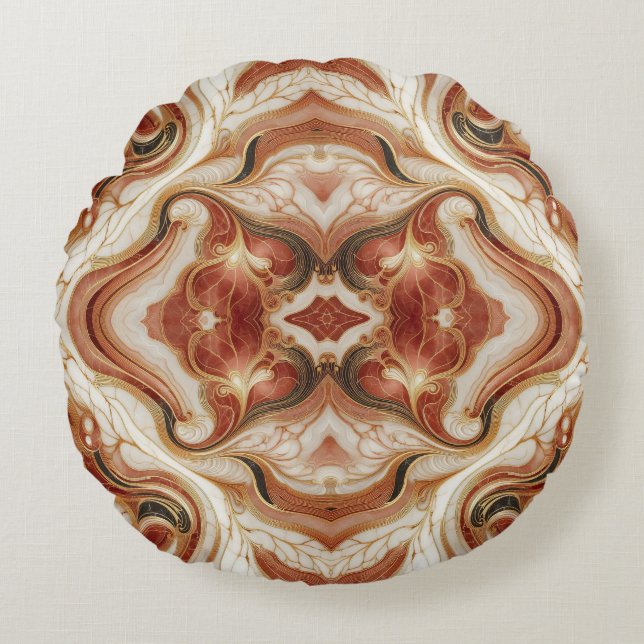 Coussins Ronds Marbre Brown Avec Décor Or (Devant)