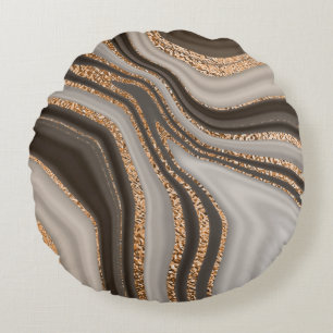 Coussins Ronds Marbre Brown Gold Design Vintage
