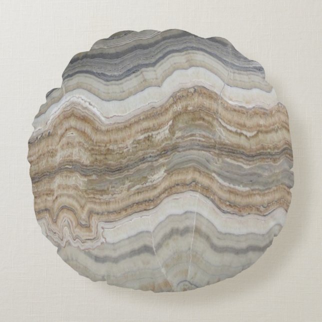 Coussins Ronds marbre gris brun scandinave minimaliste (Devant)