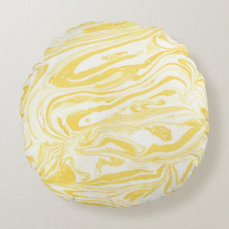 Coussins Ronds Marbre jaune élégant : Texture dessinée à la main