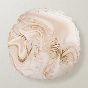 Coussins Ronds Marbre liquide : Planche d'or artistique