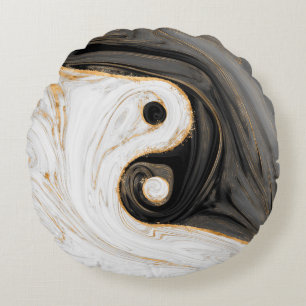 Coussins Ronds Marbre liquide Yin Yang