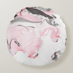 Coussins Ronds Marbre noir rose : main tirée