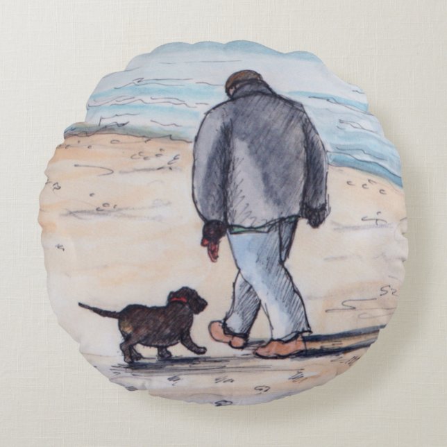 Coussins Ronds Marchant le chien - 05 (Devant)