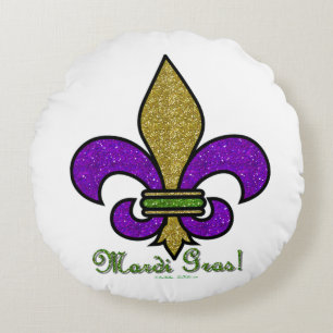 Coussins Ronds Mardi Gras Fleur De Lis Coloré